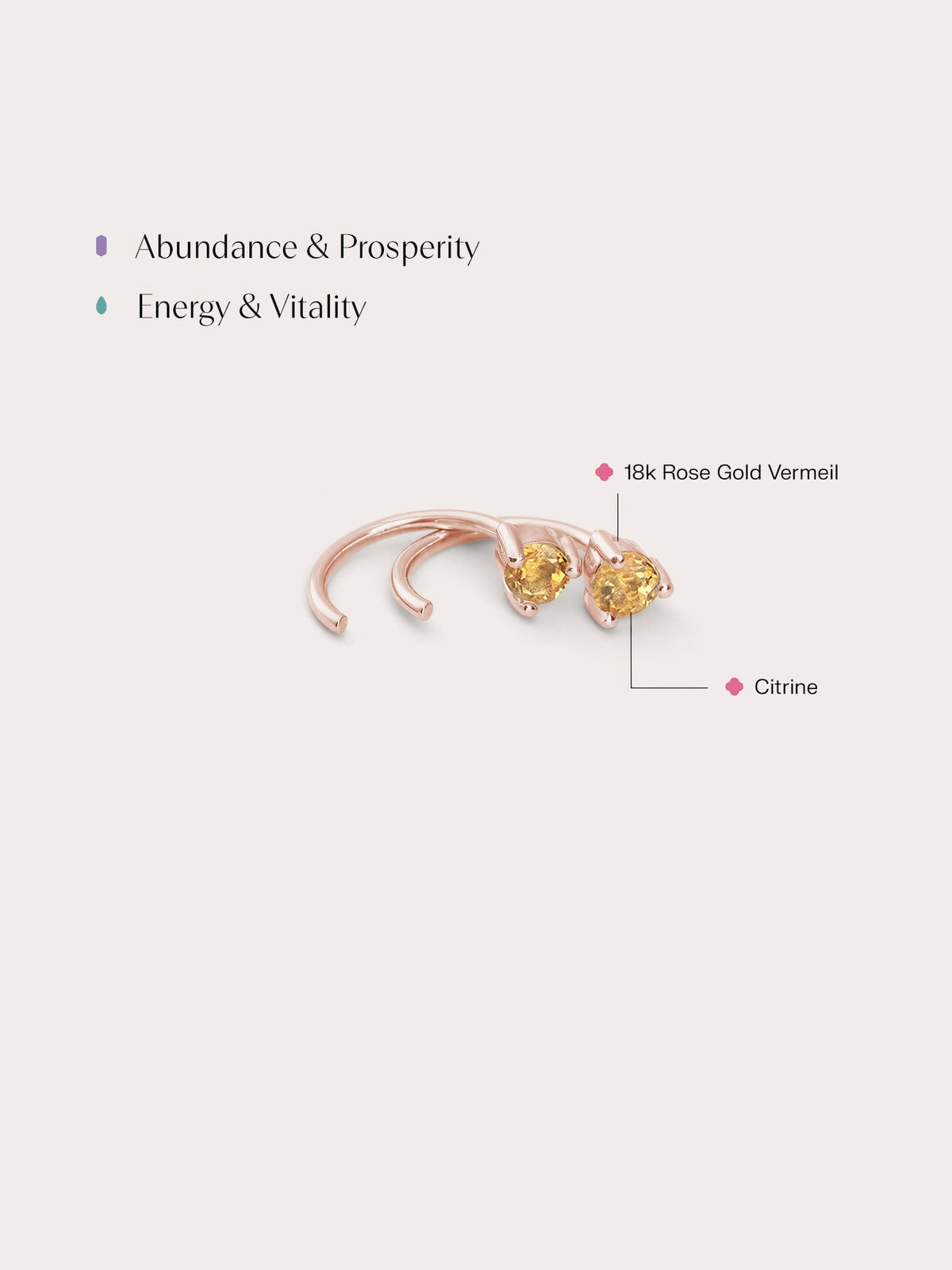 November Birthstone Hoops Citrine 18K Rose Gold (2) – Mondays Made Flower & Birthstone Jewelry Singapore