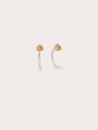 November Birthstone Hoops Citrine S925 Silver Rhodium (1) – Mondays Made Flower & Birthstone Jewelry Singapore