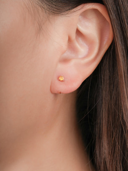 November Birthstone Mini Hoop Earrings Citrine 18K Rose Gold (1) – Mondays Made Flower & Birthstone Jewelry Singapore