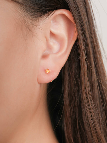 November Birthstone Mini Hoop Earrings Citrine 18K Gold (3) – Mondays Made Flower & Birthstone Jewelry Singapore