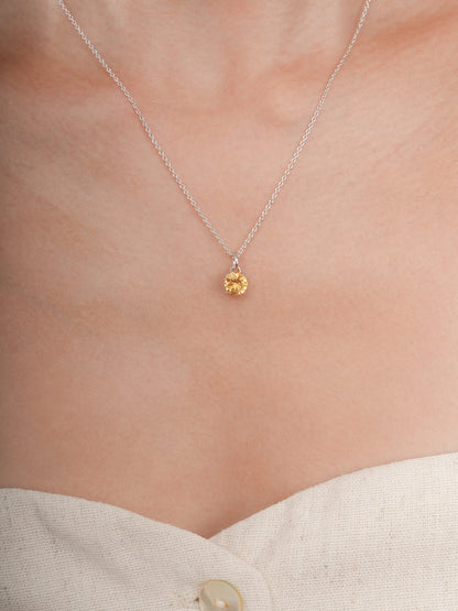November Birthstone Necklace Citrine S925 Silver Rhodium (3) – Mondays Made Flower & Birthstone Jewelry Singapore