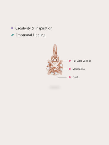 October Birthstone Charm Opal 18K Rose Gold (4) – Mondays Made Flower & Birthstone Jewelry Singapore
