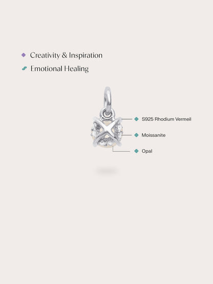 October Birthstone Charm Opal S925 Silver Rhodium (4) – Mondays Made Flower & Birthstone Jewelry Singapore