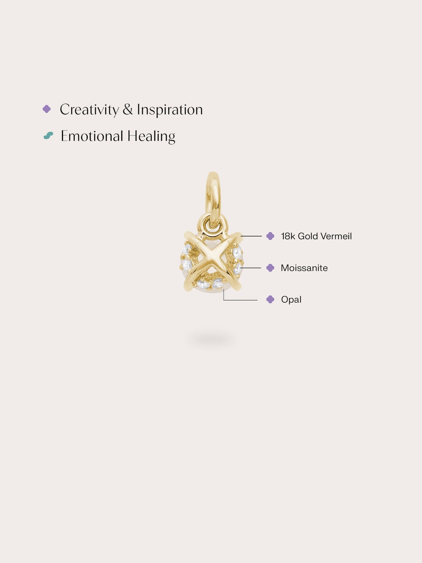 October Birthstone Charm - Opal