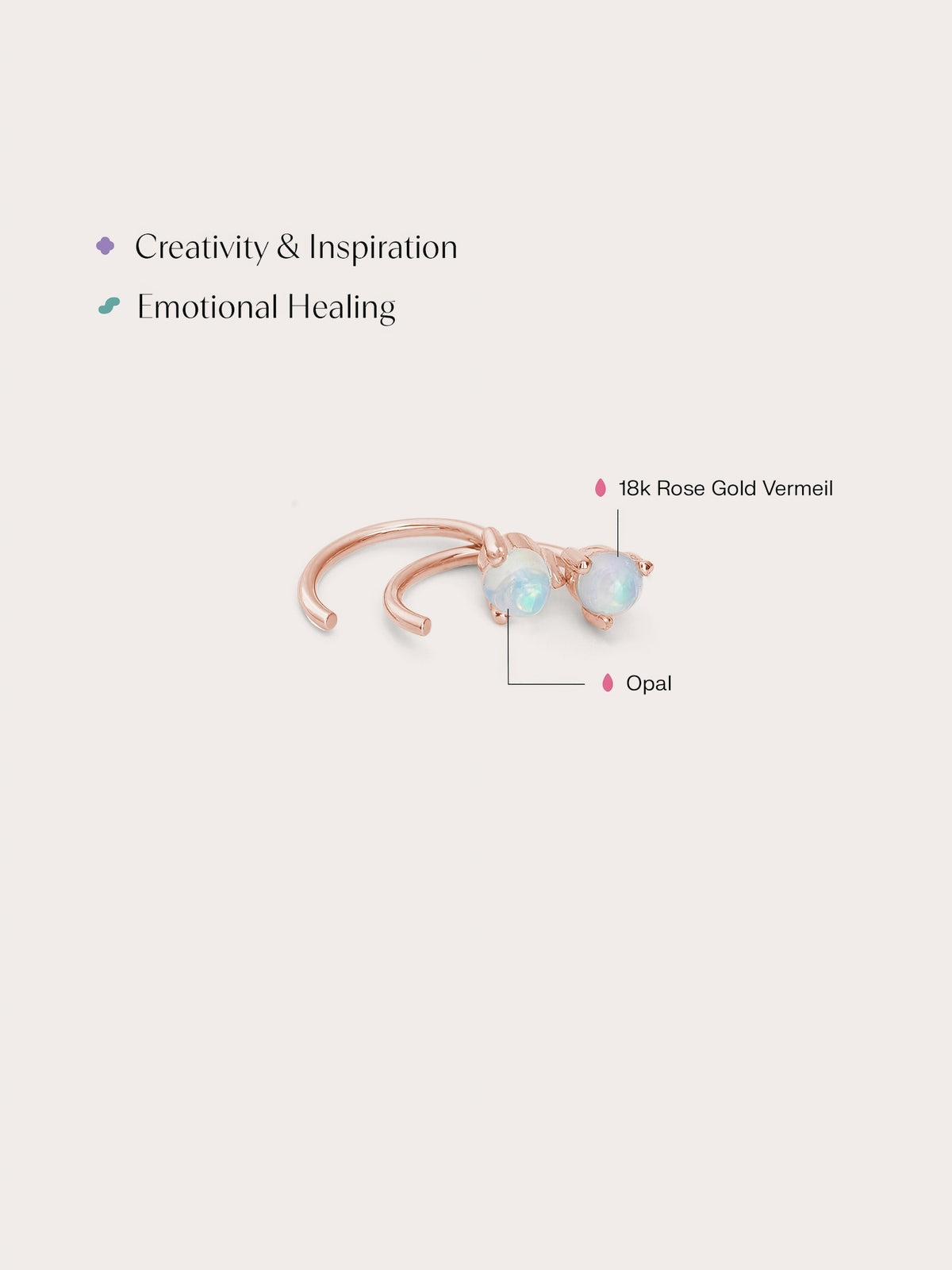 October Birthstone Hoops Opal 18K Rose Gold (2) – Mondays Made Flower & Birthstone Jewelry Singapore