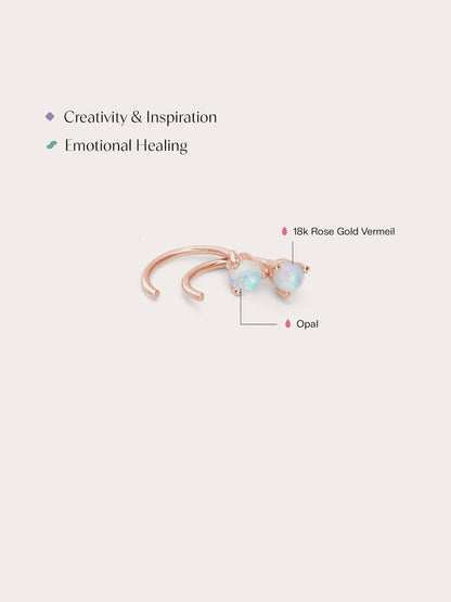 October Birthstone Hoops Opal 18K Rose Gold (2) – Mondays Made Flower & Birthstone Jewelry Singapore