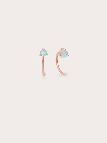 October Birthstone Hoops Opal 18K Rose Gold (1) – Mondays Made Flower & Birthstone Jewelry Singapore