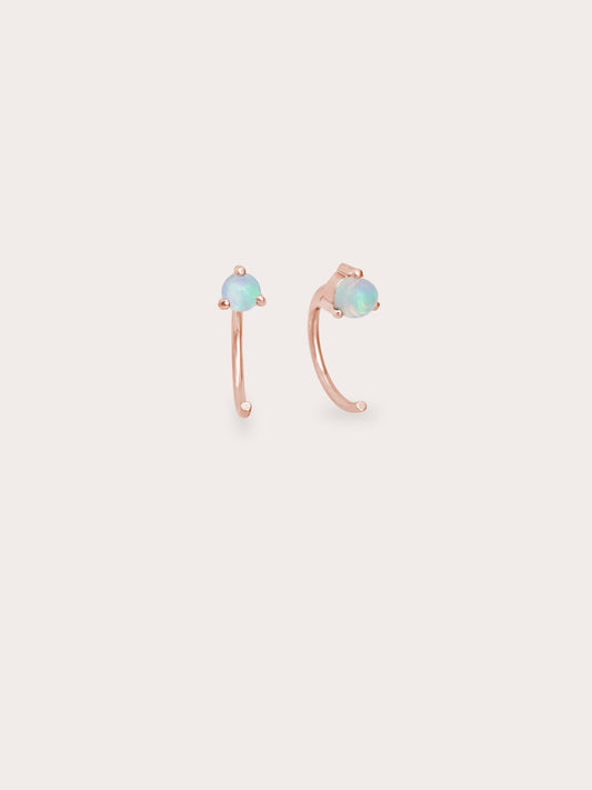 October Birthstone Mini Hoop Earrings - Opal