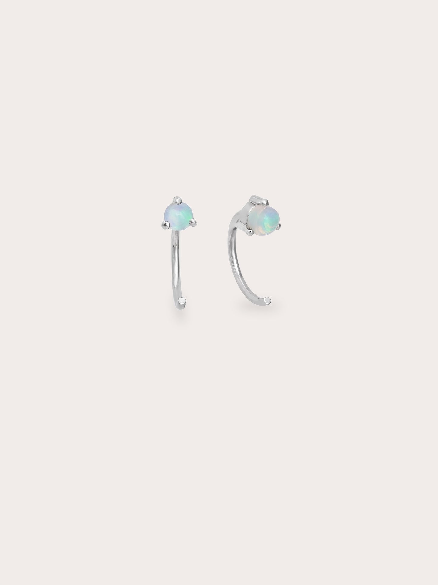 October Birthstone Mini Hoop Earrings - Opal