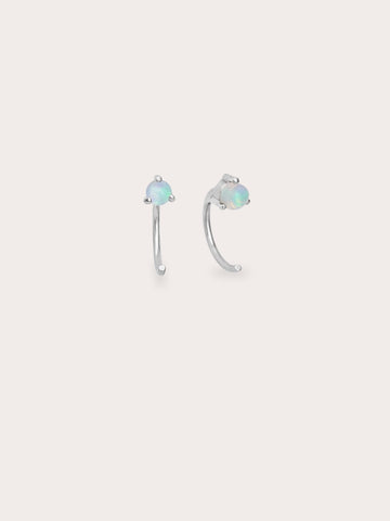 October Birthstone Hoops Opal S925 Silver Rhodium (1) – Mondays Made Flower & Birthstone Jewelry Singapore