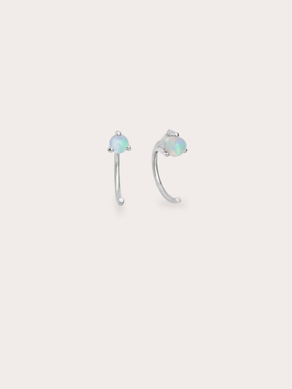 October Birthstone Hoops Opal S925 Silver Rhodium (1) – Mondays Made Flower & Birthstone Jewelry Singapore