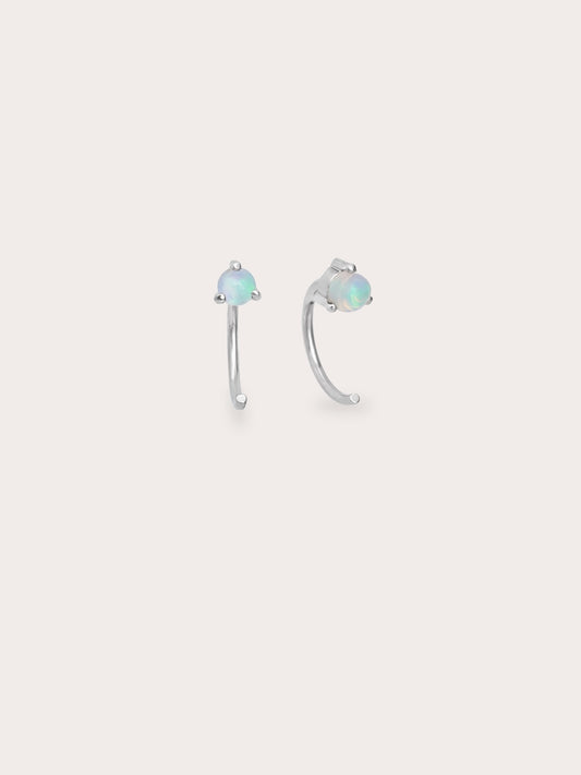 October Birthstone Hoops Opal S925 Silver Rhodium (1) – Mondays Made Flower & Birthstone Jewelry Singapore
