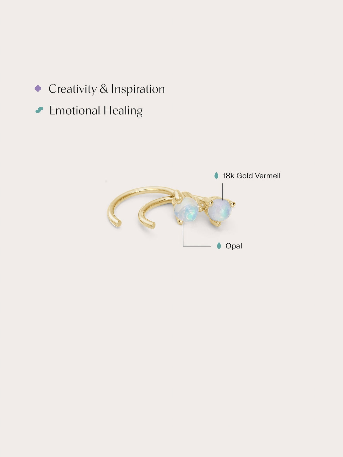 October Birthstone Hoops Opal 18K Gold (2) – Mondays Made Flower & Birthstone Jewelry Singapore