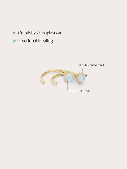 October Birthstone Hoops Opal 18K Gold (2) – Mondays Made Flower & Birthstone Jewelry Singapore