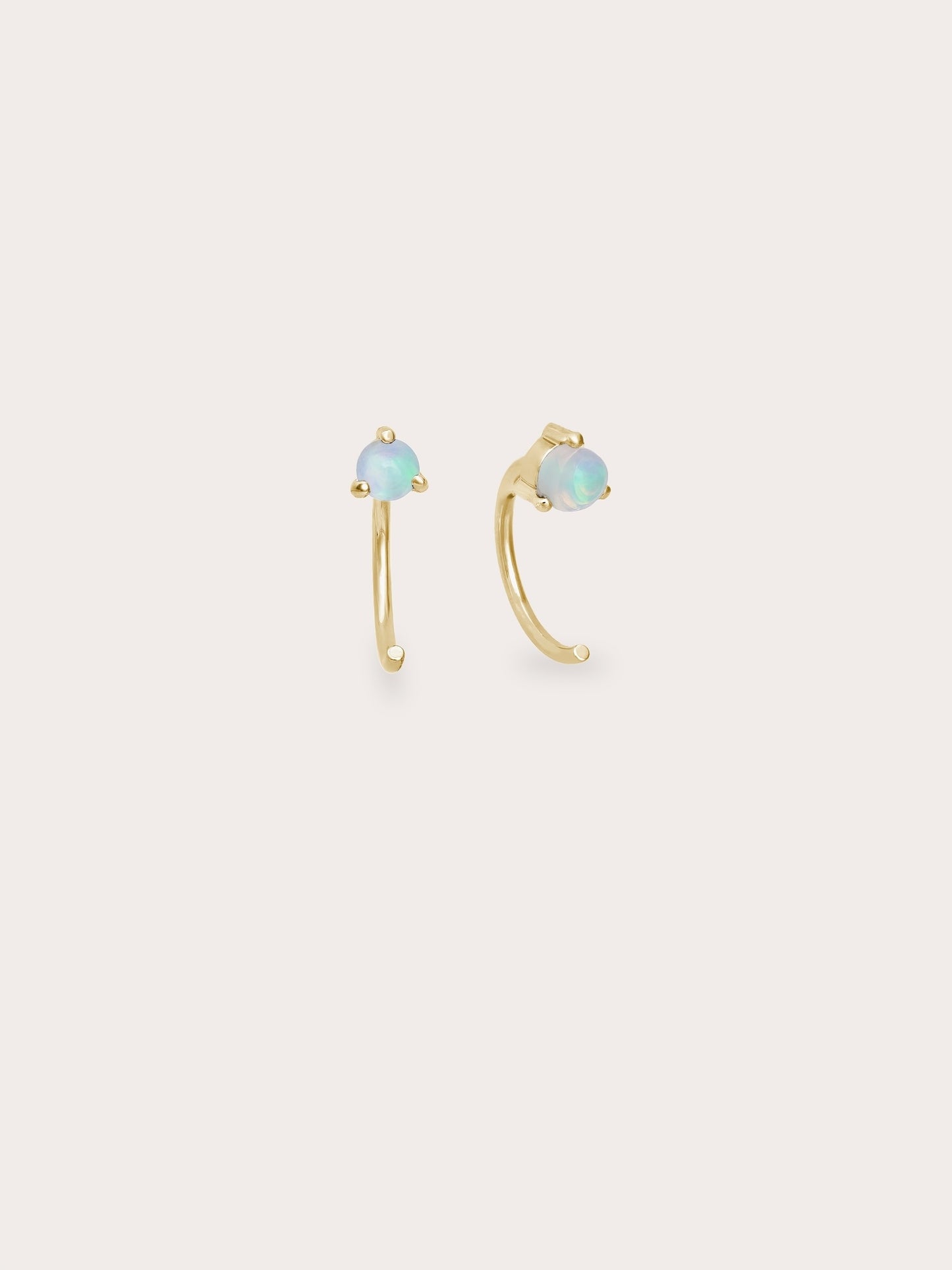 October Birthstone Mini Hoop Earrings - Opal