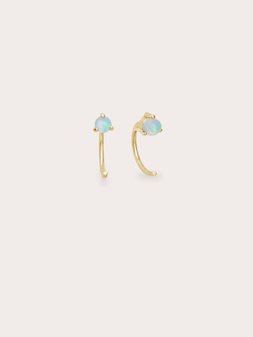 October Birthstone Hoops Opal 18K Gold (1) – Mondays Made Flower & Birthstone Jewelry Singapore