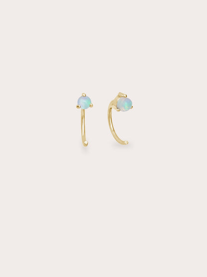 October Birthstone Hoops Opal 18K Gold (1) – Mondays Made Flower & Birthstone Jewelry Singapore