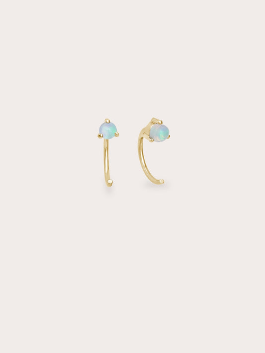 October Birthstone Hoops Opal 18K Gold (1) – Mondays Made Flower & Birthstone Jewelry Singapore