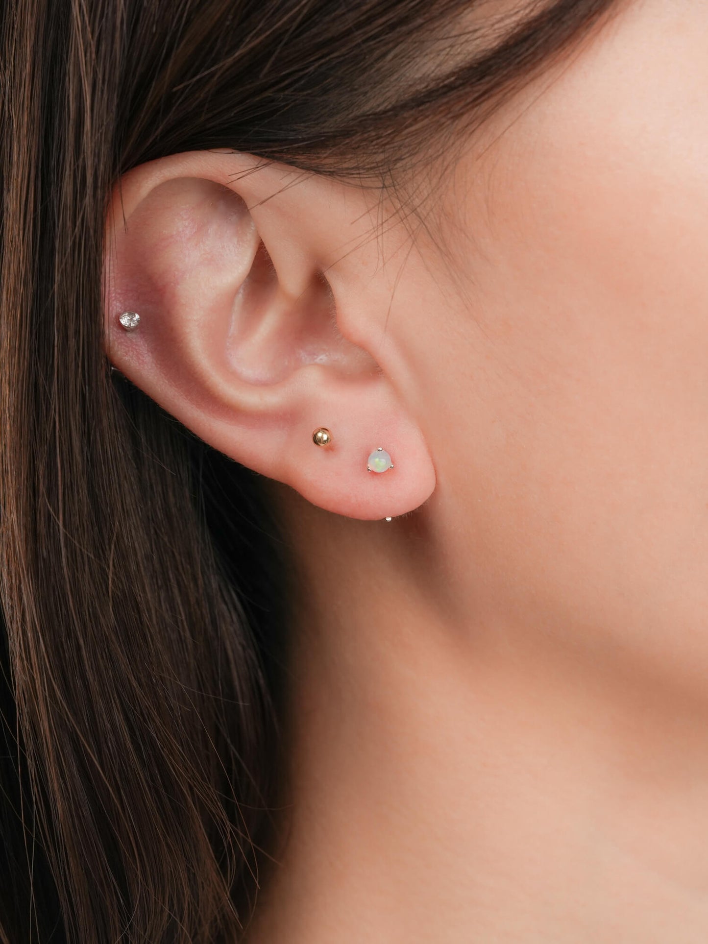 October Birthstone Mini Hoop Earrings - Opal