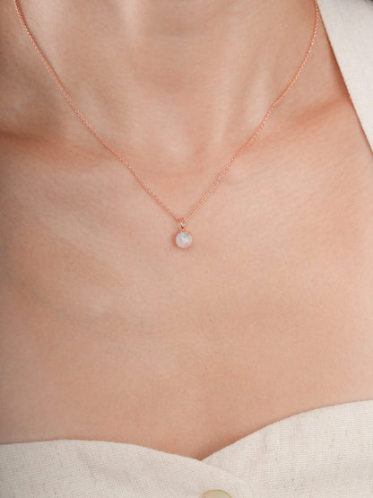 October Birthstone Necklace Opal 18K Rose Gold (2) – Mondays Made Flower & Birthstone Jewelry Singapore