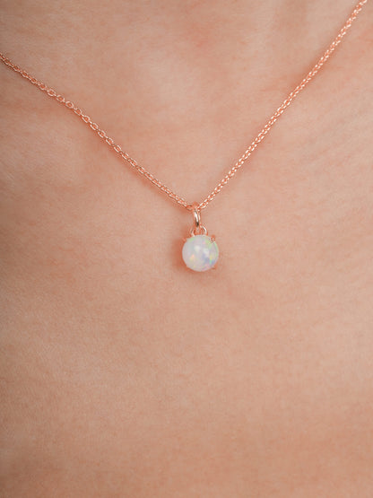 October Birthstone Necklace Opal 18K Rose Gold (3) – Mondays Made Flower & Birthstone Jewelry Singapore