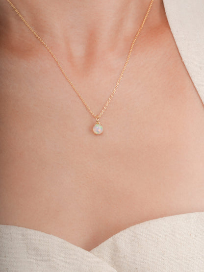 October Birthstone Necklace Opal 18K Gold (2) – Mondays Made Flower & Birthstone Jewelry Singapore