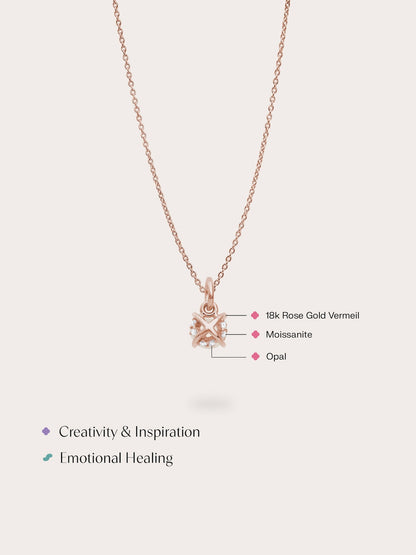 October Birthstone Necklace Opal 18K Rose Gold (4) – Mondays Made Flower & Birthstone Jewelry Singapore