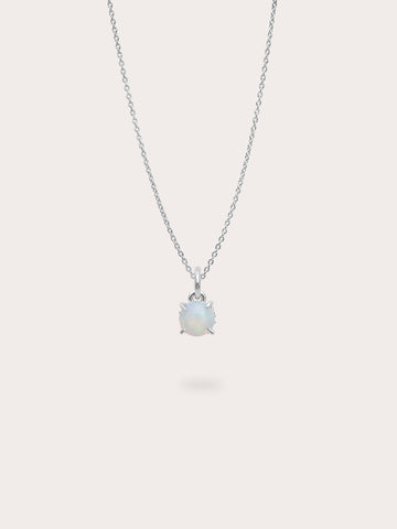 October Birthstone Necklace Opal S925 Silver Rhodium (1) – Mondays Made Flower & Birthstone Jewelry Singapore
