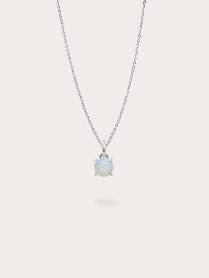 October Birthstone Necklace Opal S925 Silver Rhodium (1) – Mondays Made Flower & Birthstone Jewelry Singapore