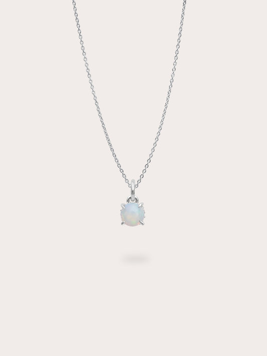 October Birthstone Necklace Opal S925 Silver Rhodium (1) – Mondays Made Flower & Birthstone Jewelry Singapore
