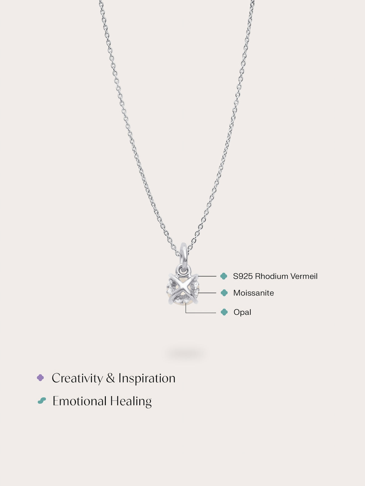 October Birthstone Necklace Opal S925 Silver Rhodium (4) – Mondays Made Flower & Birthstone Jewelry Singapore