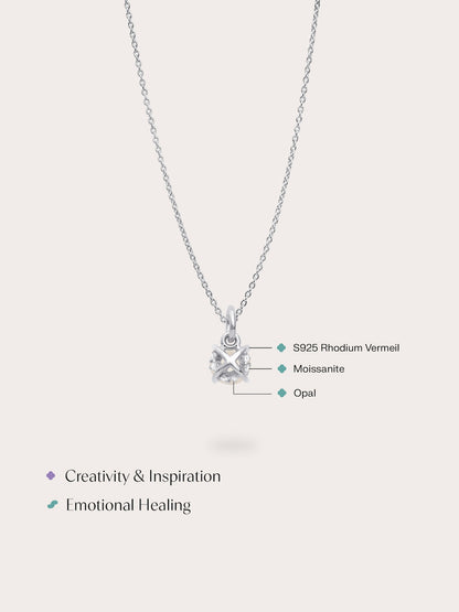 October Birthstone Necklace Opal S925 Silver Rhodium (4) – Mondays Made Flower & Birthstone Jewelry Singapore