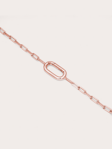 Paper Clip Charm Bracelet 18K Rose Gold (6) – Mondays Made Flower & Birthstone Jewelry Singapore