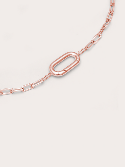 Paper Clip Charm Bracelet 18K Rose Gold (5) – Mondays Made Flower & Birthstone Jewelry Singapore
