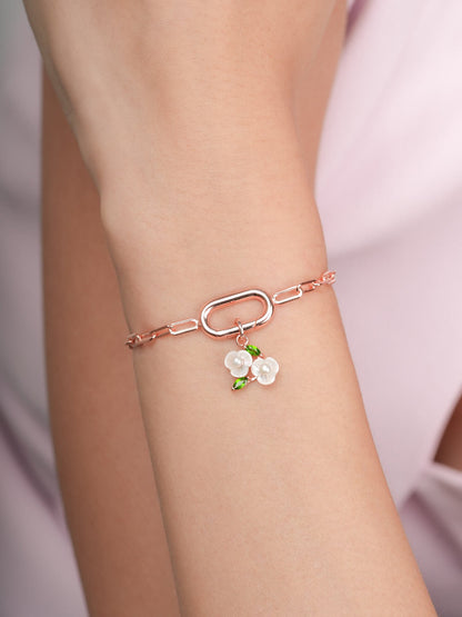 Paper Clip Charm Bracelet 18K Rose Gold (2) – Mondays Made Flower & Birthstone Jewelry Singapore