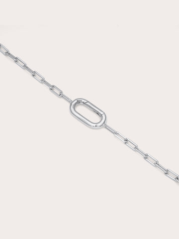 Paper Clip Charm Bracelet S925 Silver Rhodium (1) – Mondays Made Flower & Birthstone Jewelry Singapore