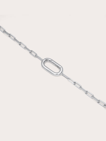 Paper Clip Charm Bracelet S925 Silver Rhodium (1) – Mondays Made Flower & Birthstone Jewelry Singapore