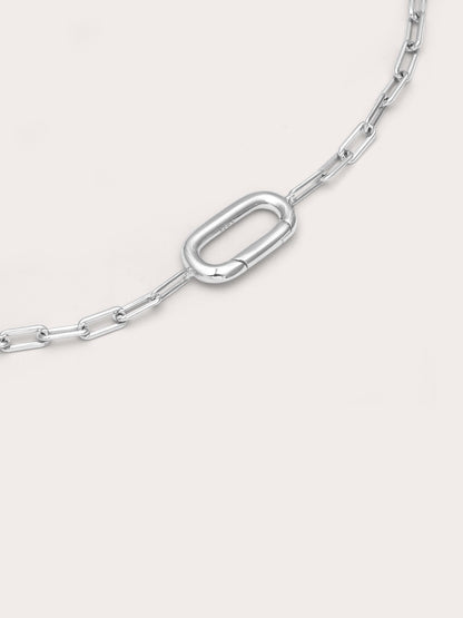 Paper Clip Charm Bracelet S925 Silver Rhodium (2) – Mondays Made Flower & Birthstone Jewelry Singapore