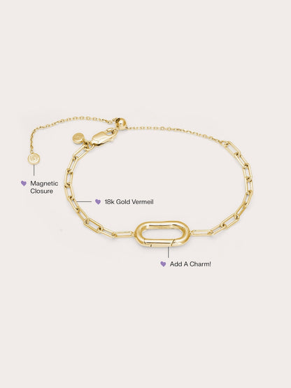 Paper Clip Charm Bracelet 18K Gold (3) – Mondays Made Flower & Birthstone Jewelry Singapore