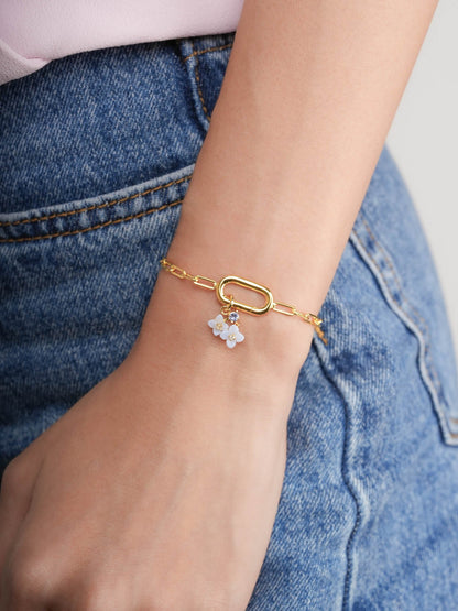 Paper Clip Charm Bracelet 18K Gold (5) – Mondays Made Flower & Birthstone Jewelry Singapore
