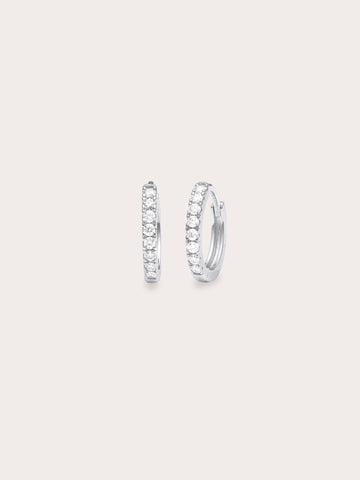 Pave Moissanite Huggie Earrings S925 Silver Rhodium (1) – Mondays Made Flower & Birthstone Jewelry Singapore