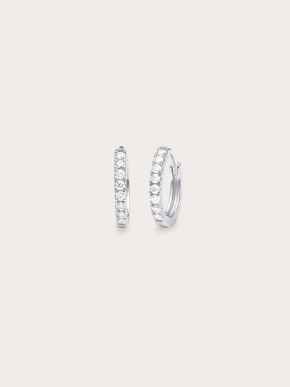 Pave Moissanite Huggie Earrings S925 Silver Rhodium (1) – Mondays Made Flower & Birthstone Jewelry Singapore