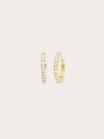 Pave Moissanite Huggie Earrings 18K Gold (1) – Mondays Made Flower & Birthstone Jewelry Singapore