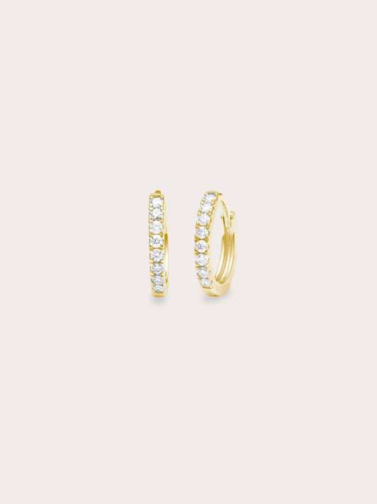 Pave Moissanite Huggie Earrings 18K Gold (1) – Mondays Made Flower & Birthstone Jewelry Singapore