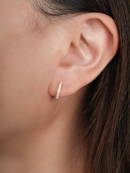 Pave Moissanite Huggie Earrings 18K Gold (5) – Mondays Made Flower & Birthstone Jewelry Singapore