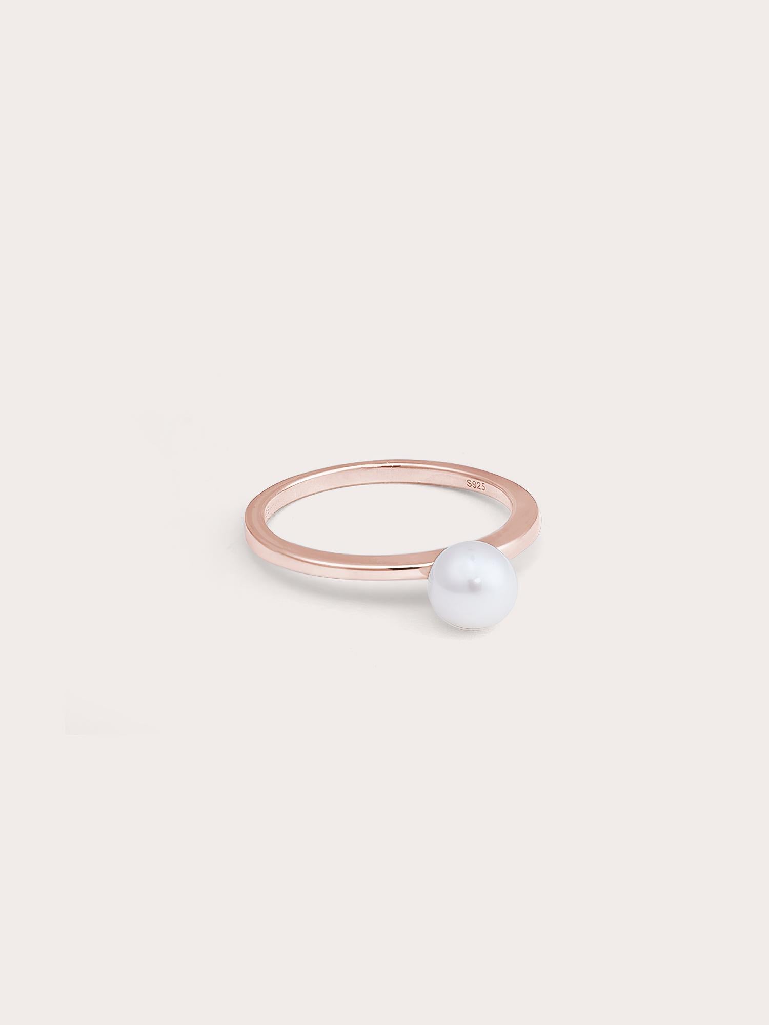 Akoya Pearl Ring in 18k Rose Gold Vermeil from Mondays Made