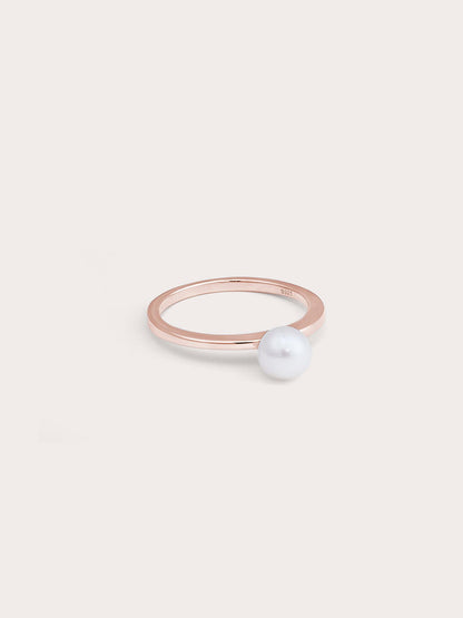 Pearl Ring 18K Rose Gold Close Up – Mondays Made Flower & Birthstone Jewelry Singapore