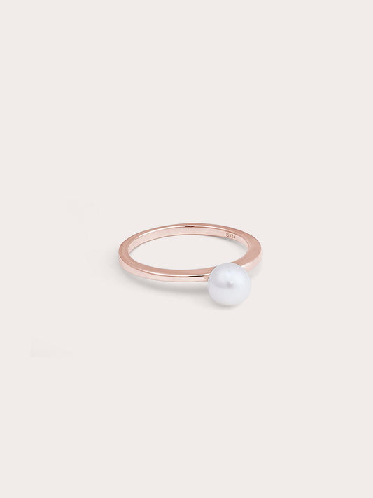 Pearl Ring 18K Rose Gold Close Up – Mondays Made Flower & Birthstone Jewelry Singapore