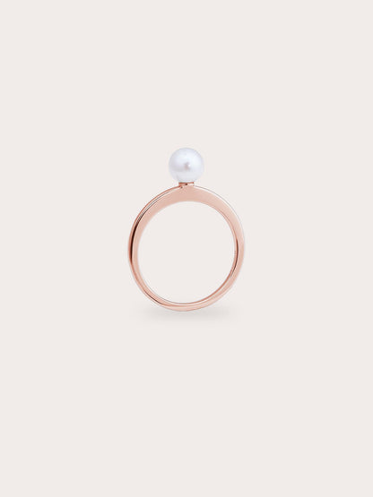 Pearl Ring 18K Rose Gold Side View – Mondays Made Flower & Birthstone Jewelry Singapore