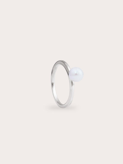 Pearl Ring S925 Silver Rhodium – Mondays Made Flower & Birthstone Jewelry Singapore